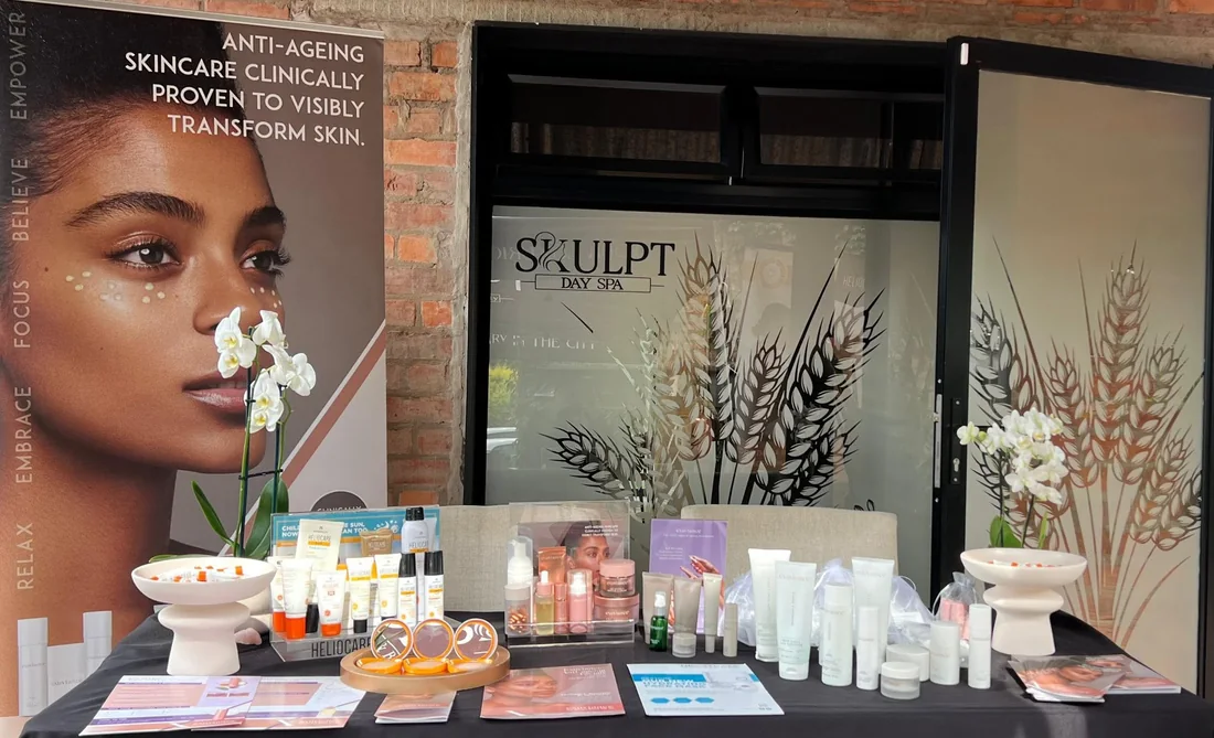 Skulpt Day Spa storefront and product display