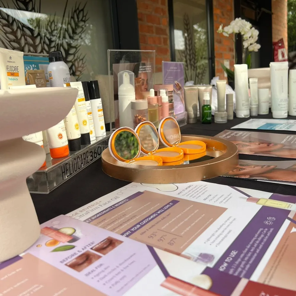 Heliocare and professional skincare product display at Skulpt
